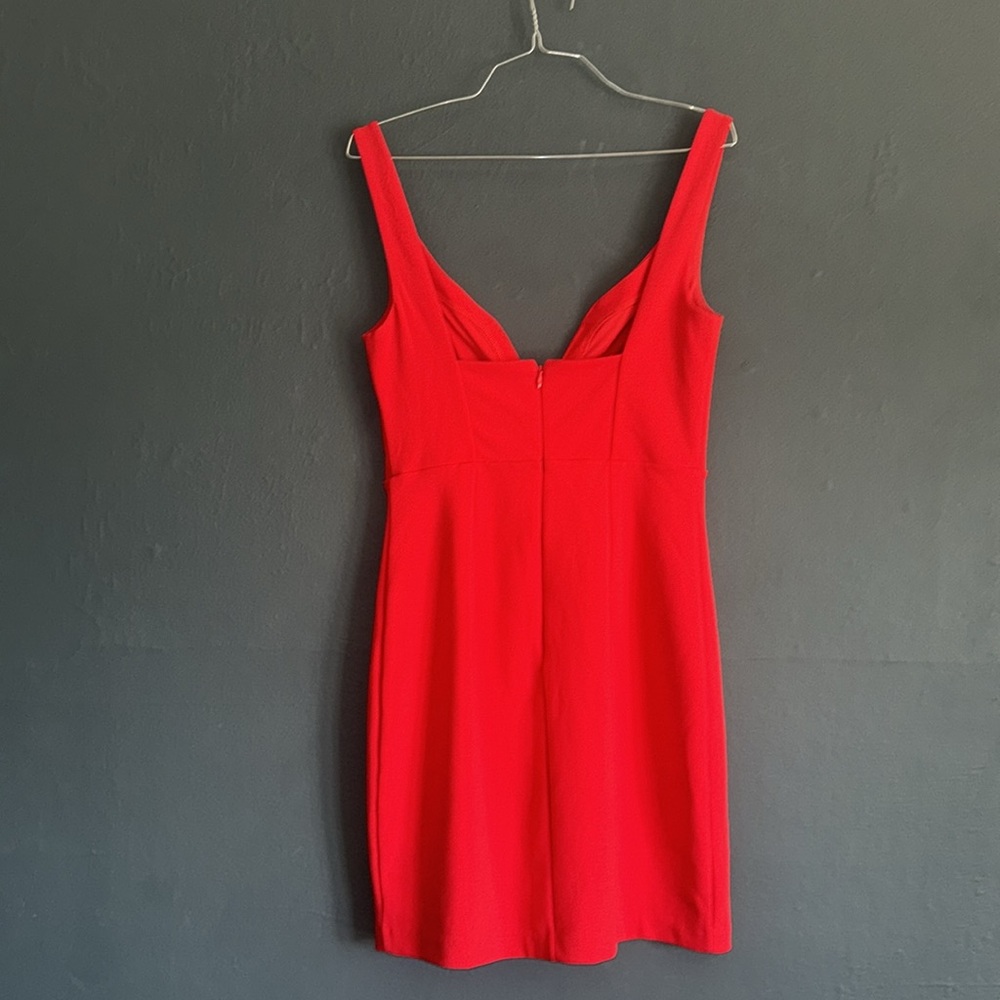 EXPRESS MINI BODYCON DRESS RED SIZE 4 95% POLYESTER 5% SPANDEX - Picture 2 of 4
